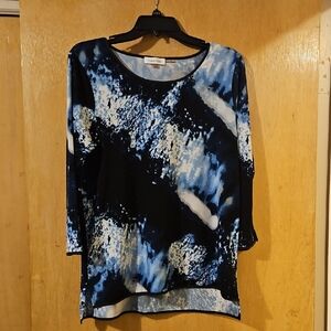 Calvin Klein Women's Long Sleeve Top in Blue and White